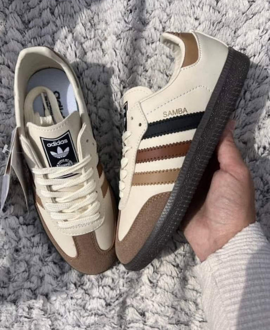 حذاء اديداس سامبا نسائي ابيض ملون , قالب طبيعي (القياسات بين 36>45)