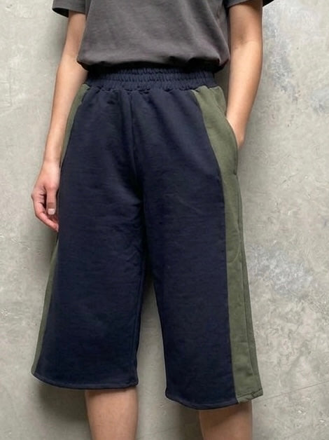 شورت قطني اسود وزيتوني , قالب طبيعي