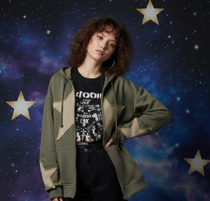 جاكيت قطني زيتوني نجمة منفصلة ✅