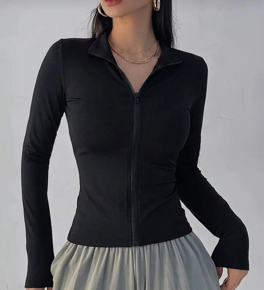 جاكيت صيفي نسائي اسود سادة