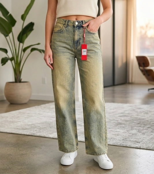 بنطرون نسائي ازرق فاتح وبيجي , قالب طبيعي