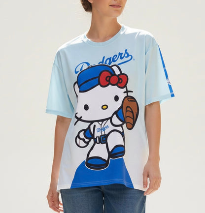 تيشيرت بناتي بيسبول هيلو كيتي سمائي 23 , قالب صغير✅