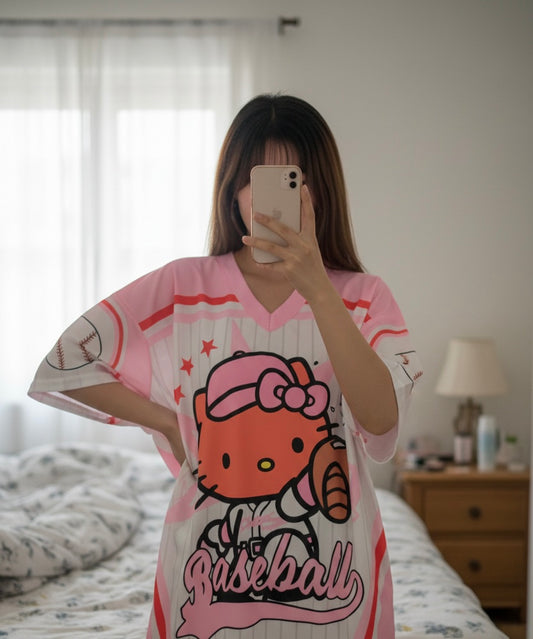تيشيرت بناتي بيسبول هيلو كيتي , قالب صغير✅