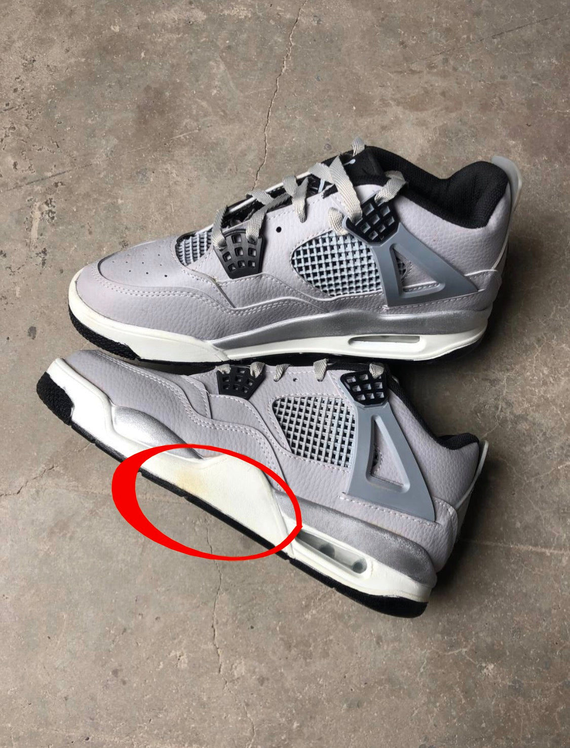 حذاء نايك جي 4 معيوب , صفار اسفل الحذاء