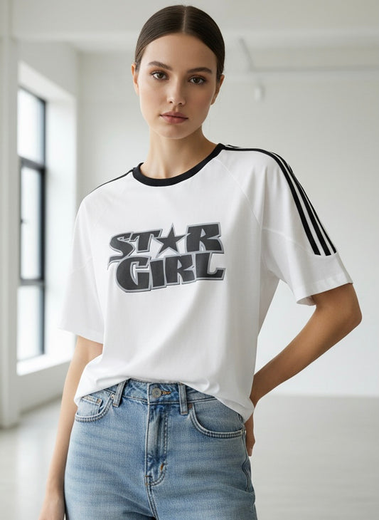 تيشيرت فتاة النجمة , مخطط قالب كبير