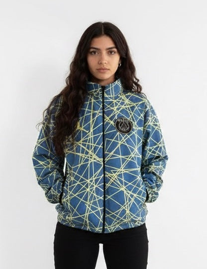 جاكيت باريس سنجرمان سمائي وفسفوري مطري خفيف✅