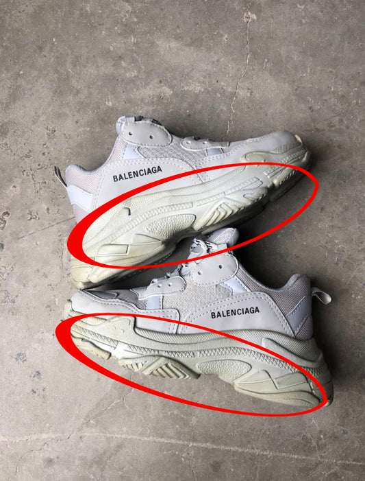 حذاء بالنسياغا معيوب , صفار اسفل الحذاء