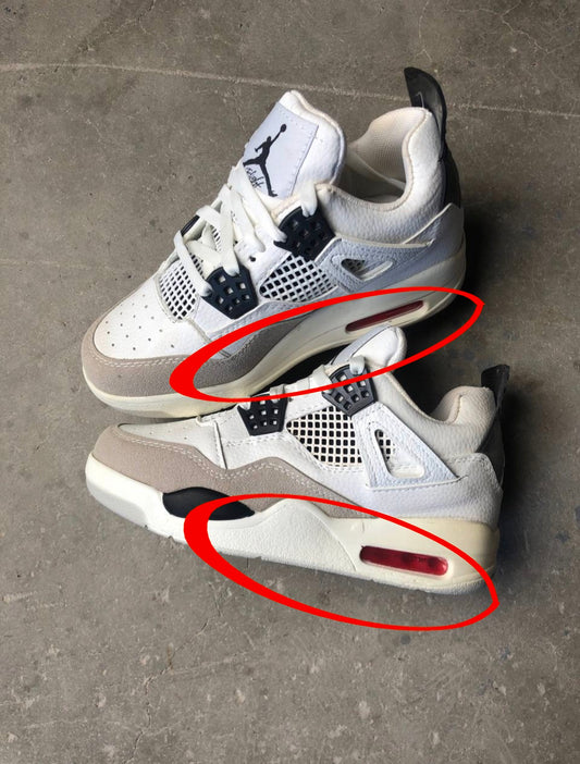 حذاء نايك جي 4 ابيض معيوب , صفار اسفل الحذاء