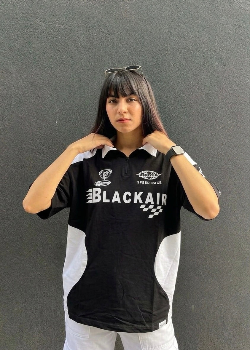 تيشيرت Blackair اسود وابيض , قالب كبير •