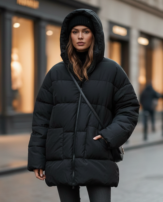 جاكيت نسائي ستريت وير نفخ اسود