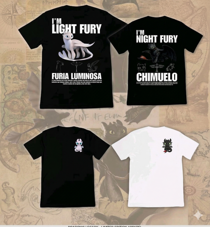 تيشيرتات ثنائية لابو سن Toothless & Light Fury