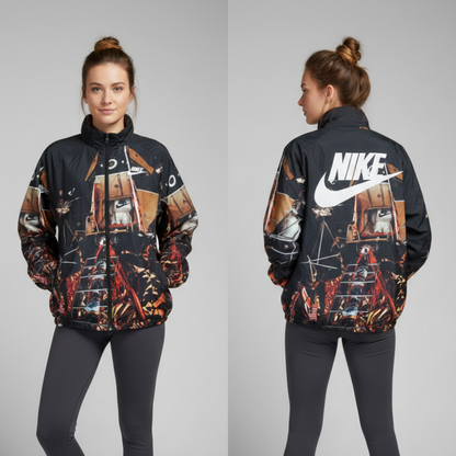 جاكيت نايك اسود وجوزي , مطري خفيف