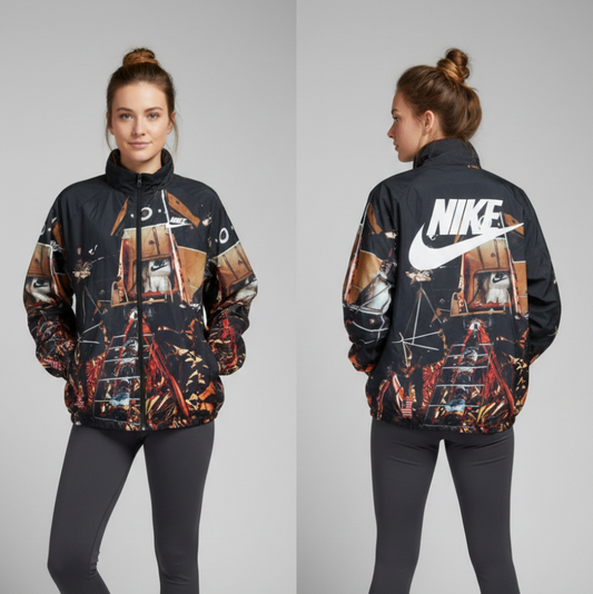 جاكيت نايك اسود وجوزي , مطري خفيف