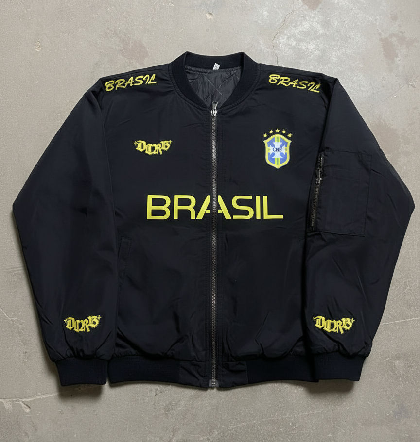 جاكيت اسود البرازيل , مطري مبطن - BRASIL