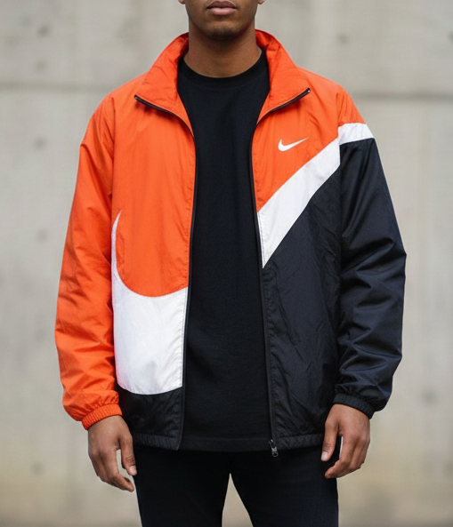 جاكيت نايك برتقالي واسود , مطري خفيف