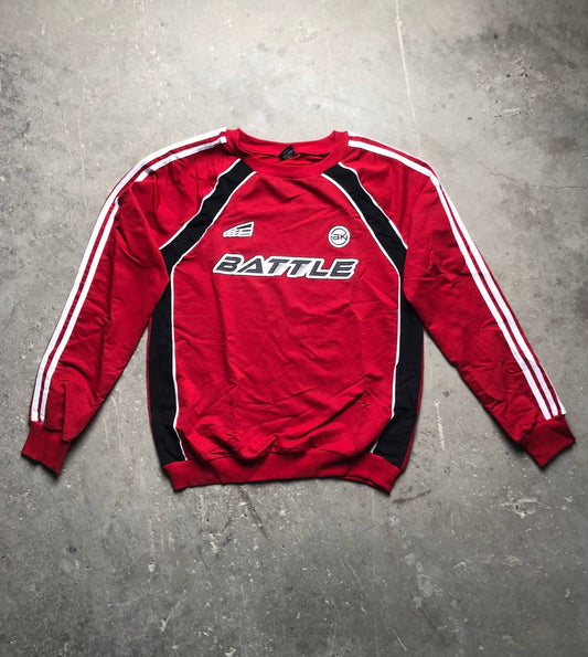 سويتشيرت احمر مخطط قالب طبيعي