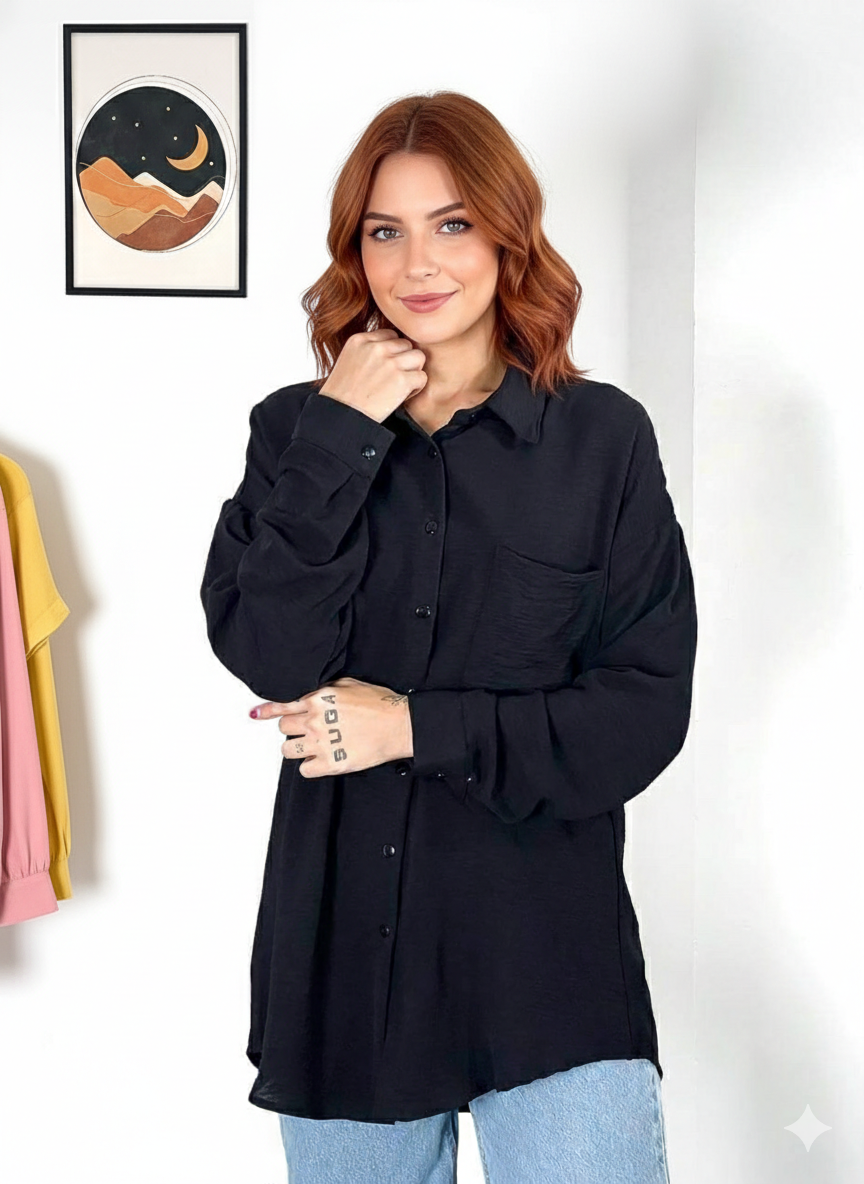 قميص نسائي كتابة من الخلف اسود ,قالب كبير✅