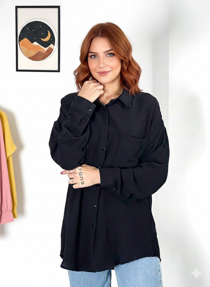 قميص نسائي كتابة من الخلف اسود ,قالب كبير✅