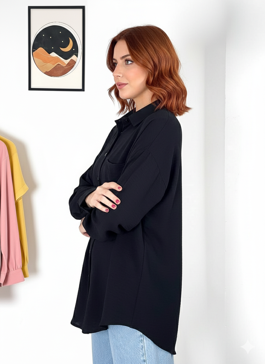 قميص نسائي كتابة من الخلف اسود ,قالب كبير✅