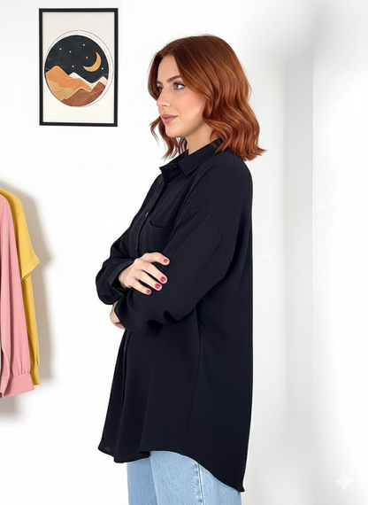 قميص نسائي كتابة من الخلف اسود ,قالب كبير✅