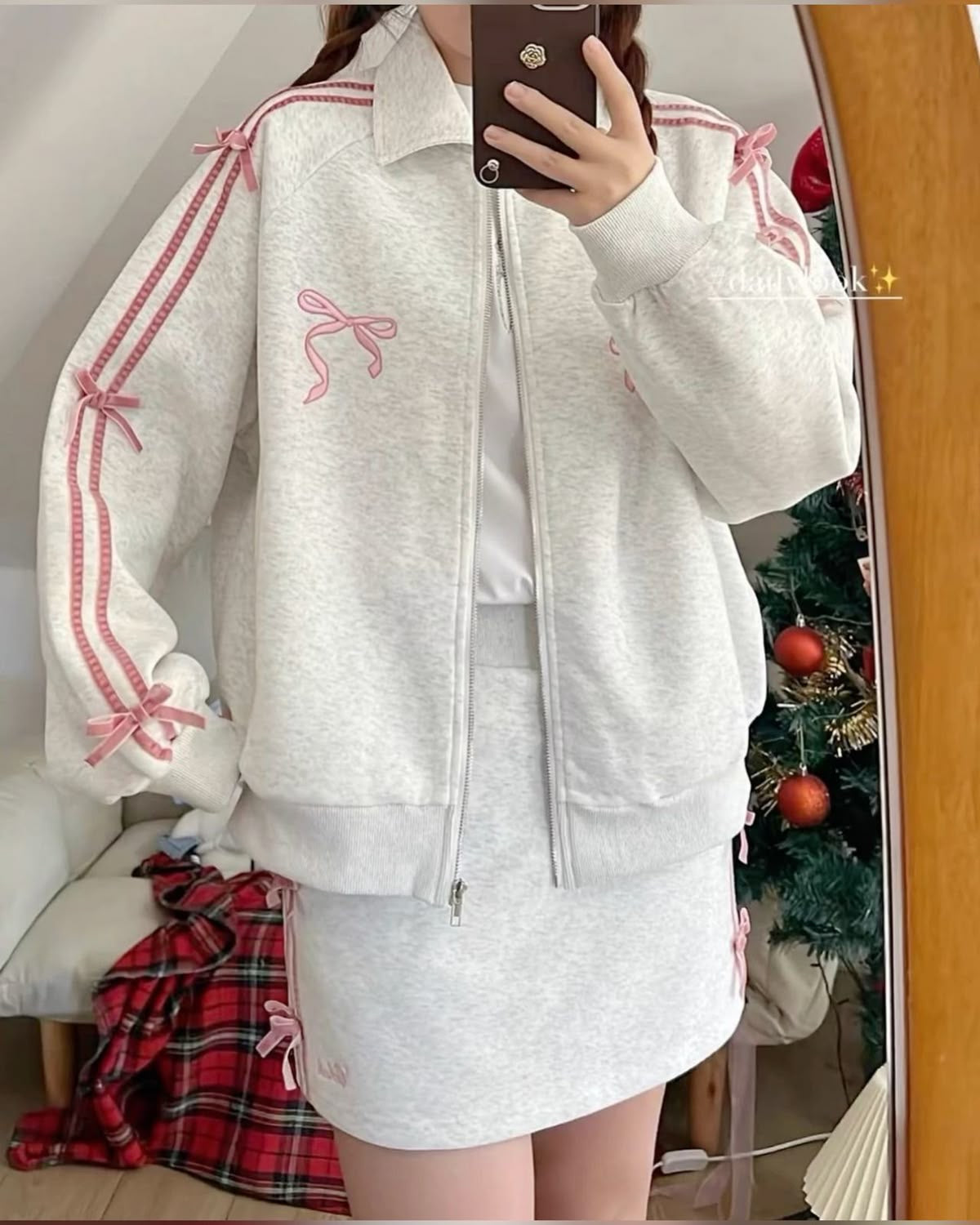 جاكيت قطني نسائي شريط فيونكة