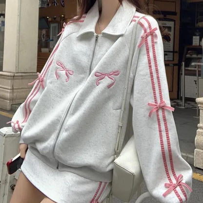 جاكيت قطني نسائي شريط فيونكة