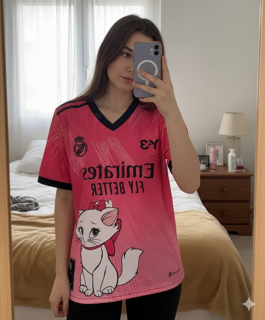تيشيرت بناتي ريال مدريد وقطة لطيفة , قالب صغير✅