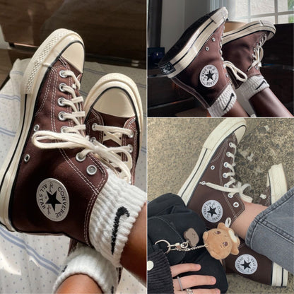 حذاء كونفرس ال ستار قهوائي وجوزي ,قالب طبيعي (القياسات بين 36>44)