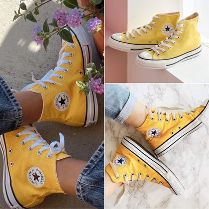 حذاء كونفرس ال ستار اصفر وبيجي ,قالب طبيعي (القياسات بين 36>40)