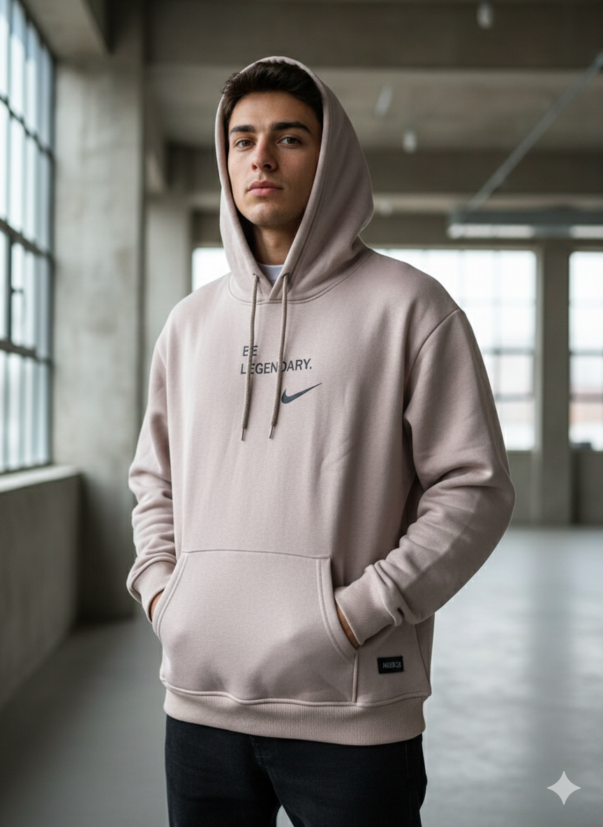هودي نايك لون بيجي , قالب طبيعي ✅