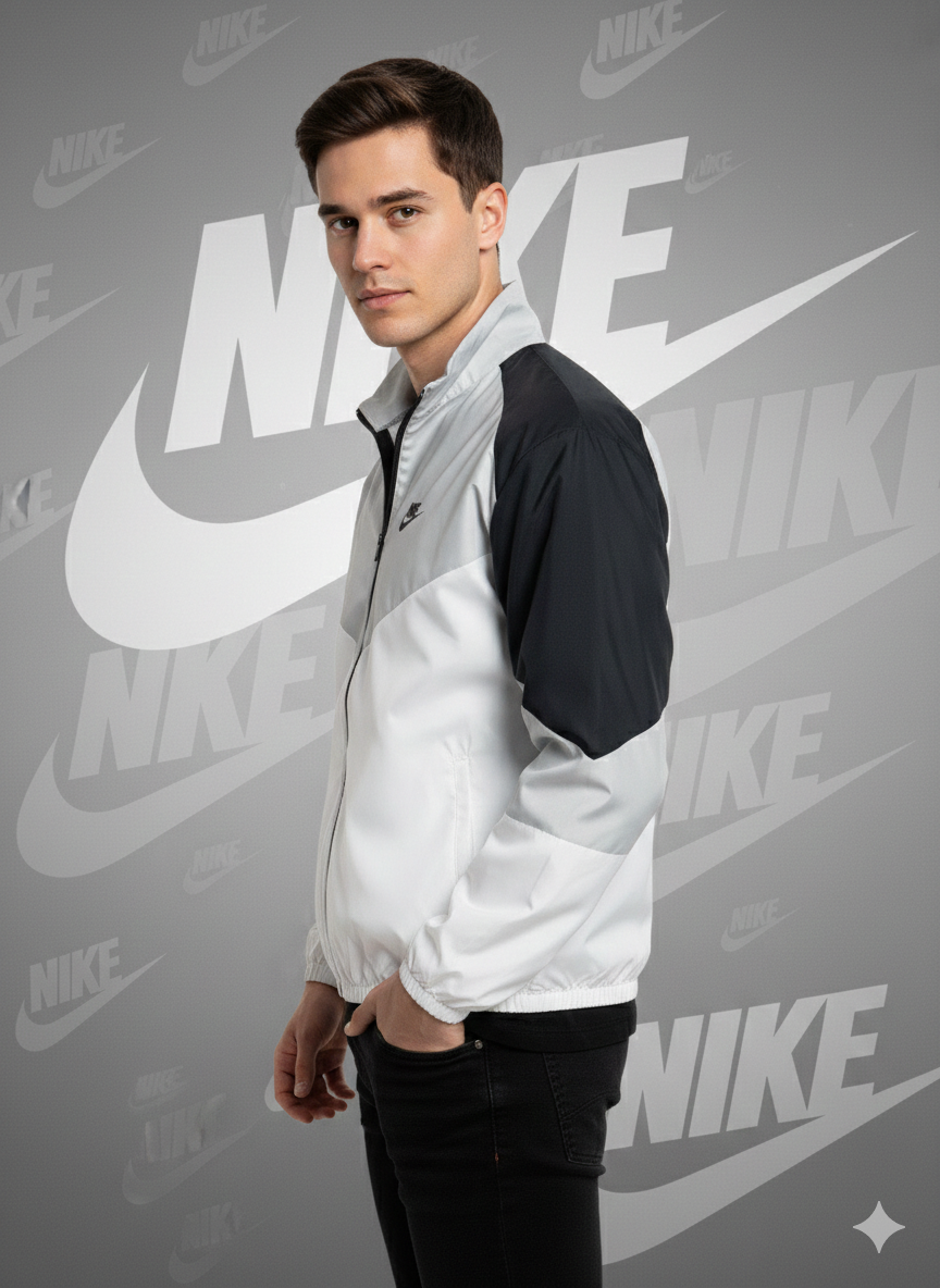 جاكيت نايك ابيض واسود , مطري خفيف✅