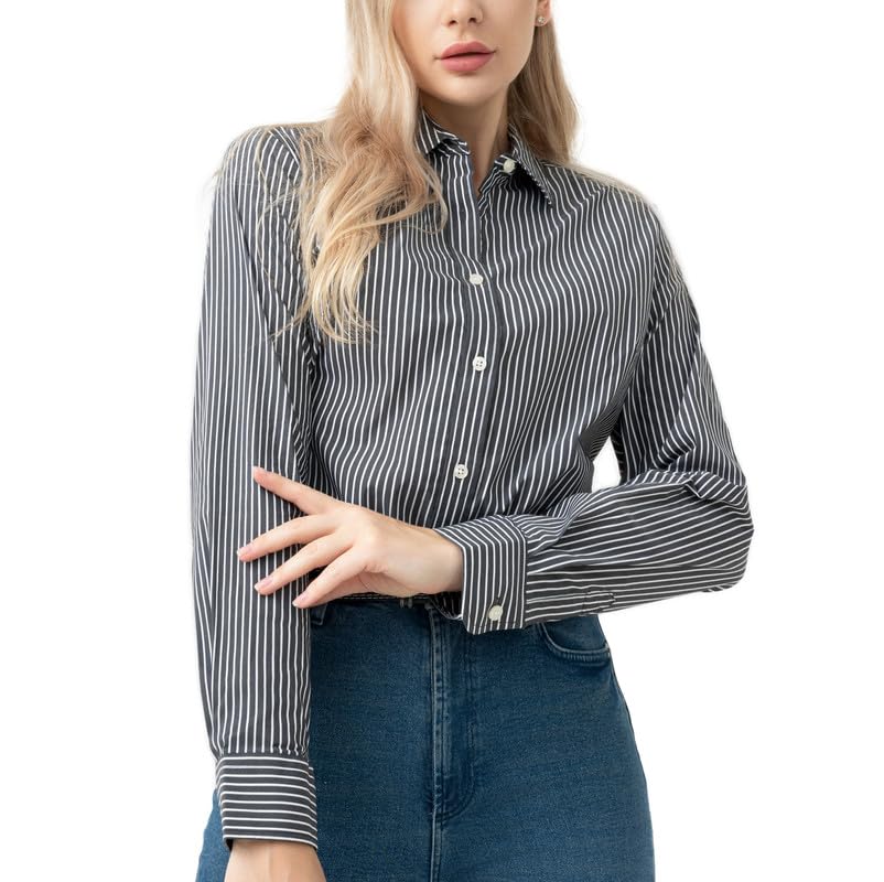 قميص نسائي مخطط اسود وابيض