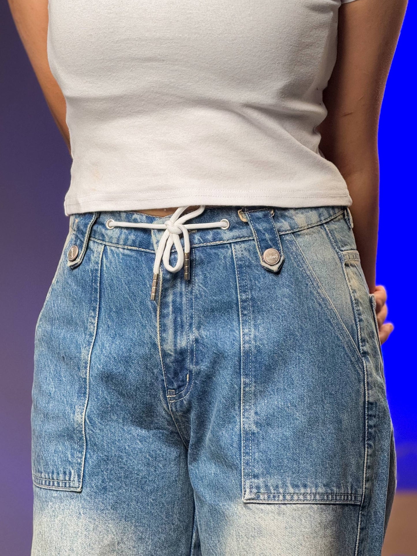 بنطرون جينز اربع جيوب ازرق ورصاصي , ،قالب طبيعي