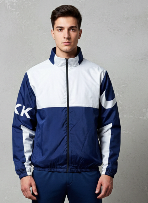 جاكيت نايك ابيض ونيلي ,مطري خفيف✅