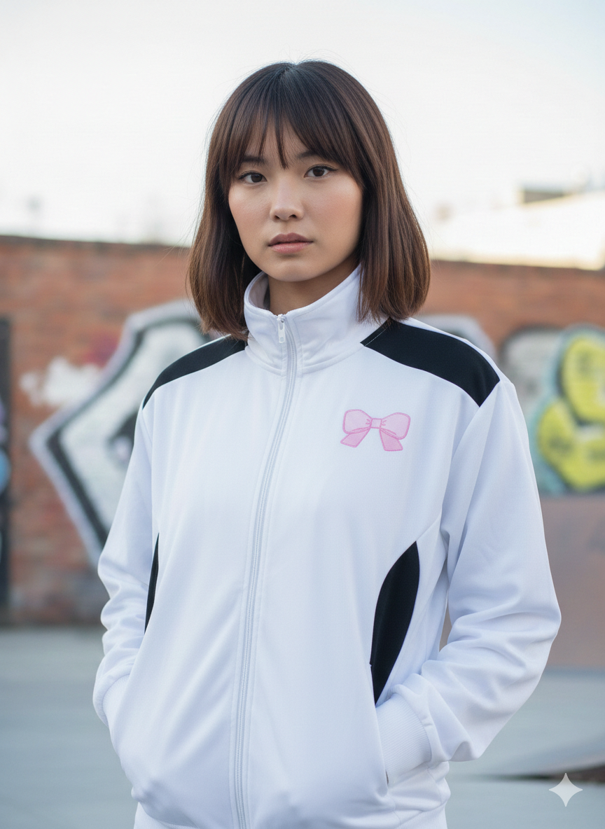 جاكيت باندا فيونكة لون ابيض , قالب كبير