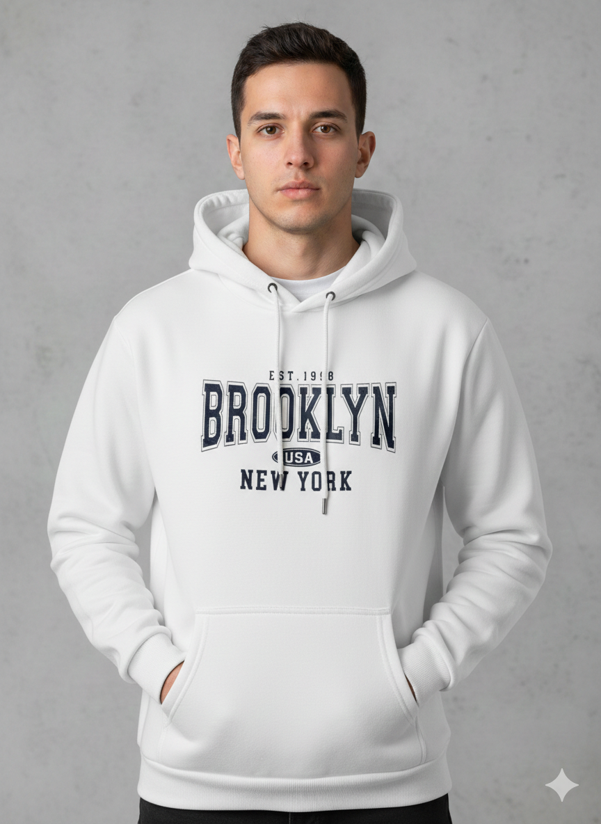 هودي نيو يورك بروكلي لون ابيض قالب طبيعي