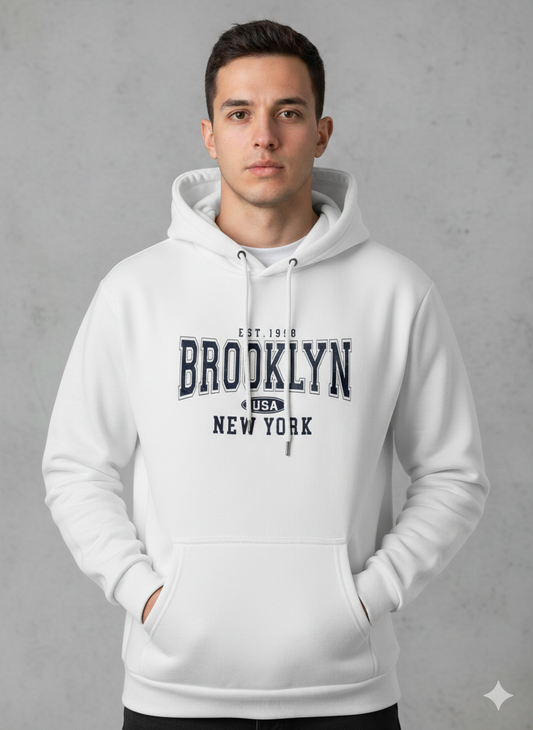 هودي نيو يورك بروكلي لون ابيض قالب طبيعي