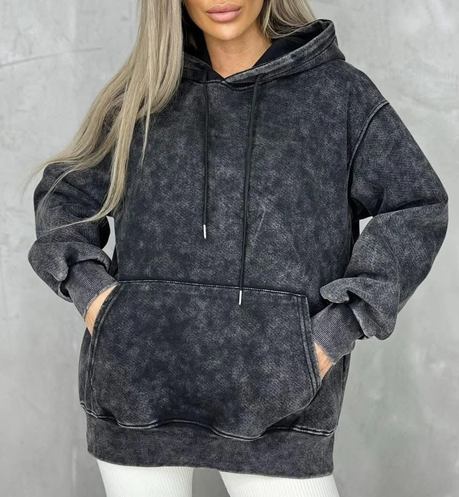 هودي مغسول رمادي , قالب طبيعي