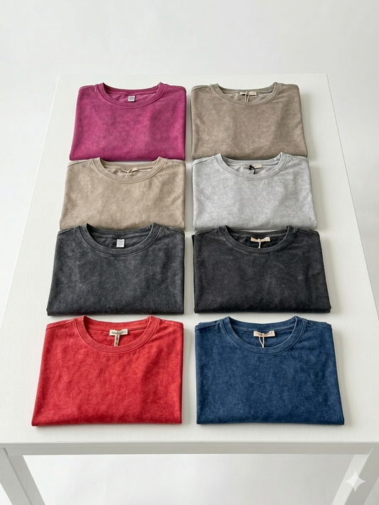 تيشيرت حجري سادة , قالب واسع ✅