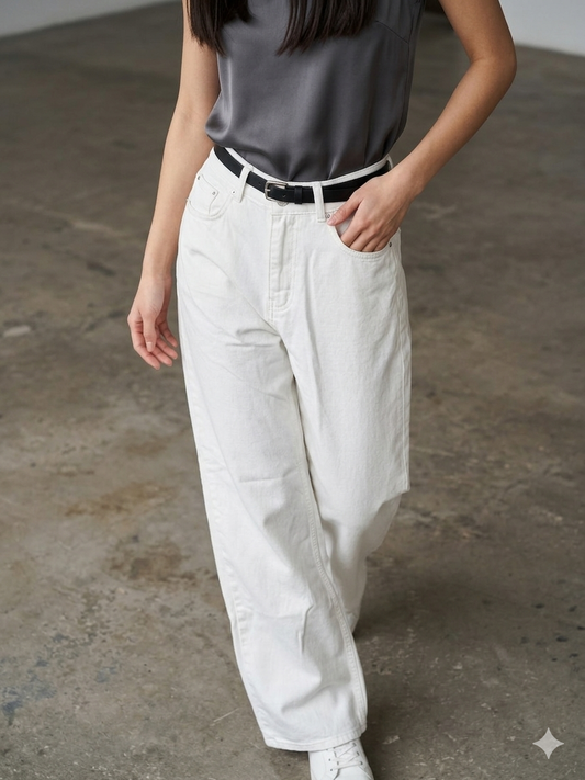 بنطرون ابيض نسائي , قالب طبيعي