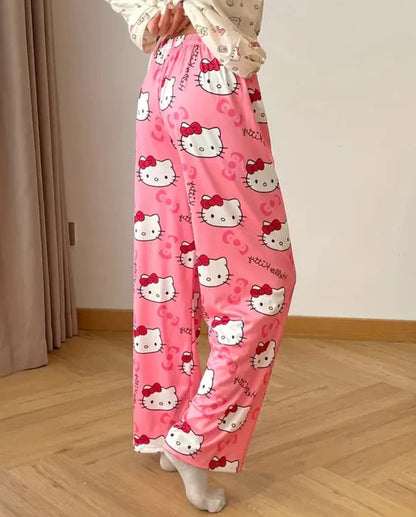 بجامة هيلو كيتي ثخين لاستيك لون وردي , قالب طبيعي