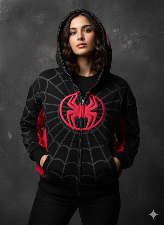 جاكيت كبوس قناع سبايدر مان اسود واحمر