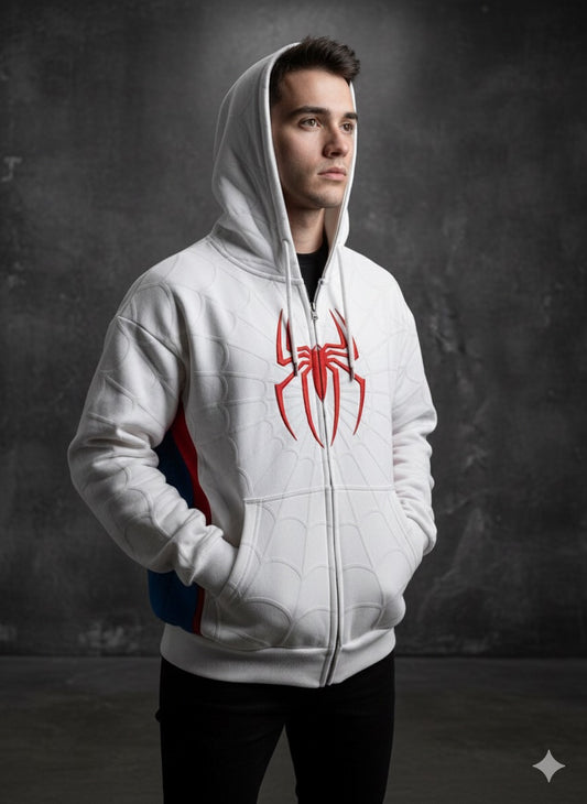 جاكيت كبوس قناع سبايدر مان ابيض واحمر✅