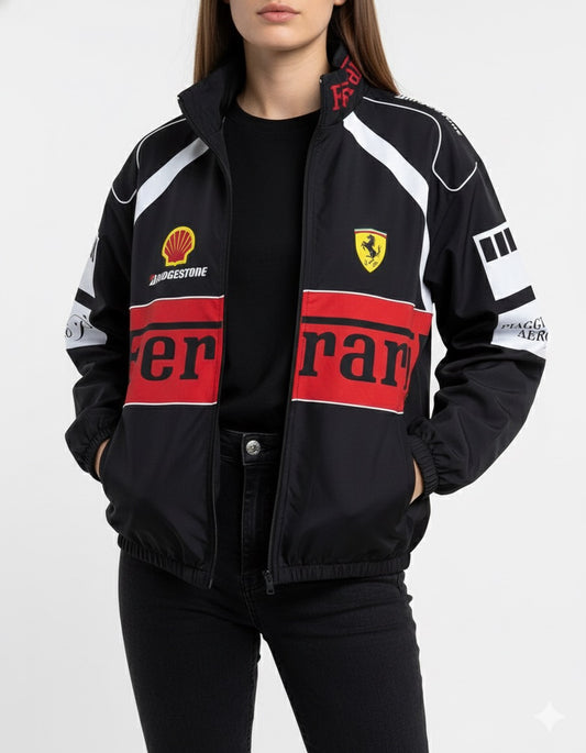 جاكيت  فيراري لون اسود قماش مطري خفيف