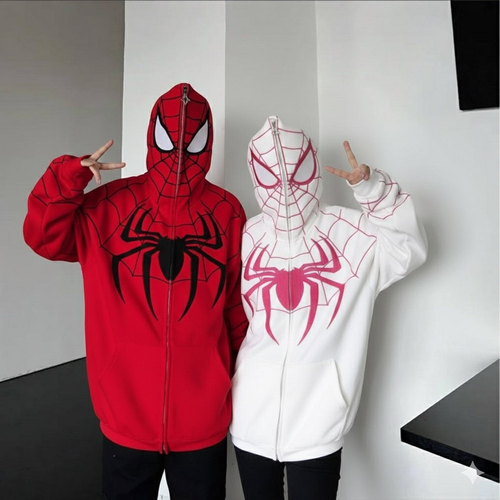 جاكيت سبايدرمان اوفر سايز بغطاء راس ✅