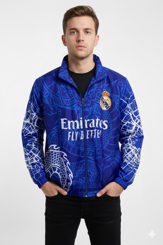 جاكيت ريال مدريد ازرق مطري خفيف
