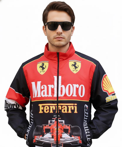 جاكيت فيراري مارليبورو احمر واسود مطري خفيف ✅