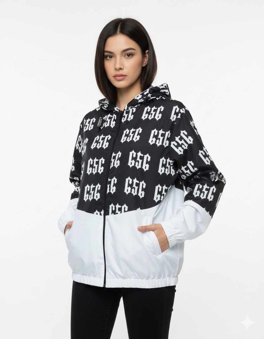 جاكيت 656 اسود وابيض مطري خفيف✅