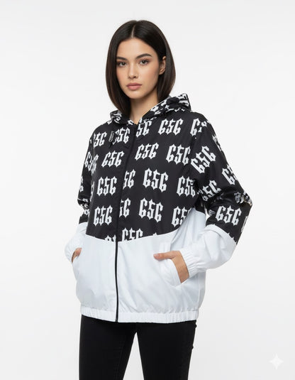 جاكيت 656 اسود وابيض مطري خفيف✅