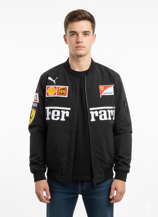 Ferrari - جاكيت اسود فيراري مرليبورو , مطري مبطن